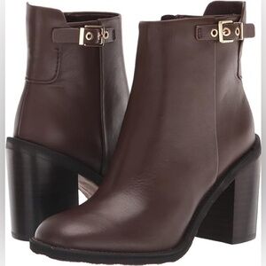 NEW! Franco Sarto Umber Dark Brown Leather Rivet Ankle Bootie - Size 6